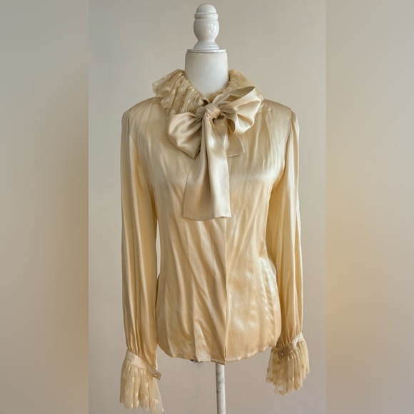 Mary Ann Restivo Tops - Vintage Mary Ann Restivo Silk Blouse Pierrot Collar Size 10